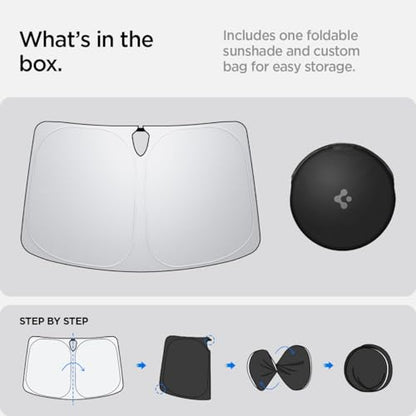 Spigen Front Windshield Sunshade for All Tesla Model S Cryoshade with UV Protection for Tesla Model S 2025/2024/2023 (2012 to Current) - size: Model S