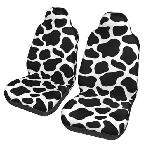 Car Seat Covers for Front Seat Only Black Cow Pattern Car Seat Covers Bucket Seat Covers for Sedan, SUV, Truck, Universal fit Automotive Seat Cover for Sedan, SUV, Truck, Breathable - color: Black Cow