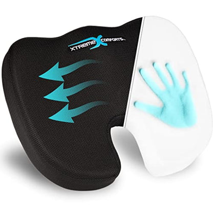 Xtreme Comforts Seat Cushion, Tailbone Relaxer - Coccyx Cushion for Tailbone Pain Desk, Wheelchair & Car Use - Back Support Pillow for Chair