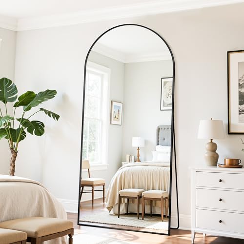 Floor Mirror, 76"×34" Full Length Mirror with Stand for Bedroom Living Room, Black - color: Black, size: 76"L x 34"W
