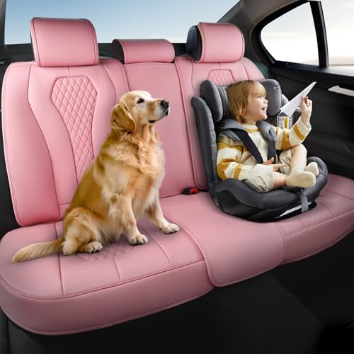 Coverado Car Seat Covers, Back Car Seat Cover, 3-Pieces Leather Seat Cover, Luxury Car Seat Cushion, Luxury Seat Cover Seat Protector Universal Most Cars Trucks SUV - color: Pink
