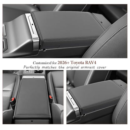 SKTU for 2026 Toyota RAV4 Armrest Cover for 2026+ Toyota RAV4 (LE/SE/XLE Premium/Woodland/XSE/Limited) Center Console Cover Toyota RAV4 2026 Accessories Console Cushion Cover Soft - color: 2026+ RAV4 Armrest Cover