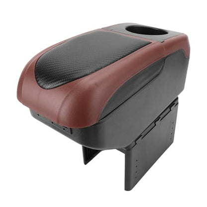Car Armrest Box with 6 USB Charging Ports - Double Layer Console for SUV, Truck, and Car (Brown) - color: Brown