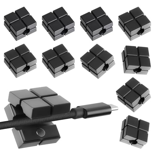 Magnetic Cord Organizer - 10PCS Cord Holder for Nightstand, Magnetic Cable Clips for Cable Management, Desk & Car - Keep Charging Cables, HDMI & USB Cords Organized, Secure & Tangle-Free