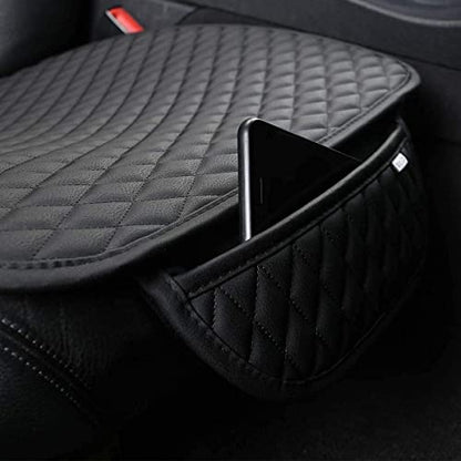 West Llama Pu Leather Car Seat Bottom Covers Protectors Include 1 Pair Front Driver Seat Pad Mat and 1 Rear Bench Cover Universal Fit 90% Vehicles,Black - color: A-Black, size: Universal Fit - Full Set