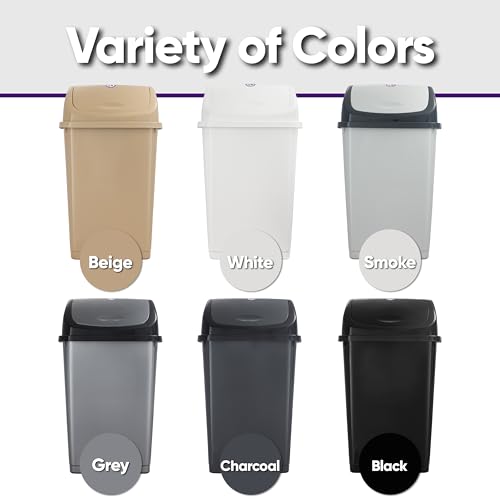 Superio Kitchen Trash Can 13 Gallon with Swing Lid, Plastic Tall Garbage Can Outdoor and Indoor, Large 52 Qt Recycle Bin and Waste Basket for Home, Office, Garage, Patio, Restaraunt (Smoke) - size: 13 Gallon, style: 1 Pack