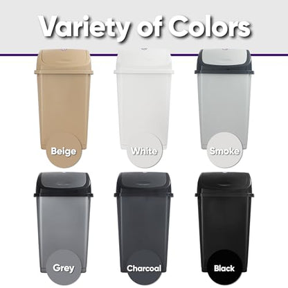 Superio Kitchen Trash Can 13 Gallon with Swing Lid, Plastic Tall Garbage Can Outdoor and Indoor, Large 52 Qt Recycle Bin and Waste Basket for Home, Office, Garage, Patio, Restaurant (SmokeWhite/Grey, 2 Pack) - size: 13 Gallon, style: 2 Pack