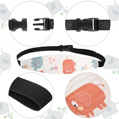HESTYA 2 Pcs Carseat Head Support Toddler, Stroller Seat Headrest for Sleeping Traveling, Neck Relief Headband Strap for Kids Children Toddler Infant(Elephant and Owl) - color: Elephant and Owl