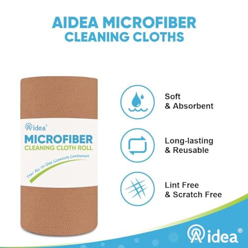 AIDEA Microfiber Cleaning Cloth Roll, 75PK, Reusable Paper Towels Tear Away Cloth, Microfiber Towels Washable Shop Rags, Lint Free Cleaning Rags for House, Kitchen, Window, 11.5"×11.5", Coffee - color: Coffee