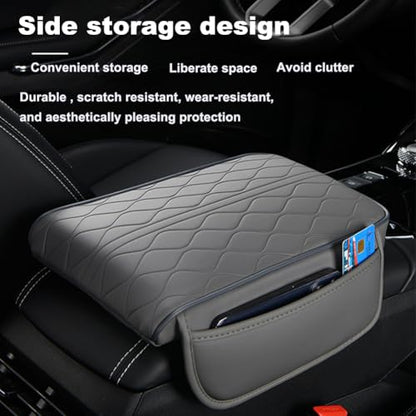 New Universal Car Center Console Cover with Side Pockets - Leather Armrest Cover,Waterproof Armrest Box Mat,Arm Rest Covering Car Interior Accessories Arm Rest Cushion for SUV/Truck/Vehicle(Red) - color: Red