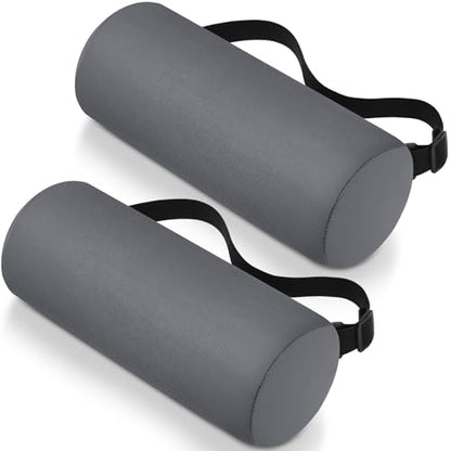 Wenqik 2 Pcs Lumbar Support Pillow Lumbar Roll Lower Pillow Office Seat Cushion with Adjustable Strap and Washable Cover for Travel Gaming Chair Car Seat Pain Relief(Grey) - color: Grey