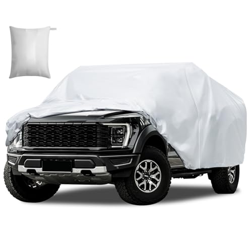 Truck Cover Waterproof All Weather, Migaven Truck Cover Custom Fit for Ford F150 Raptor Chevrolet Silverado 1500, Windproof Covers with Door Zipper, Silver (Not Include Mirror Pocket) - size: Fit for Ford F150 Raptor Silver