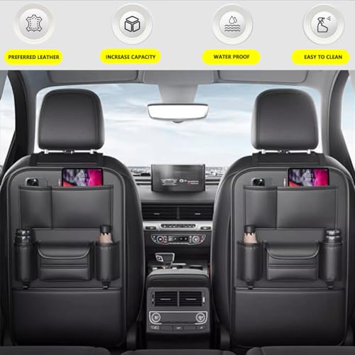 Tumecos Car Backseat Storage Bag,Seat Back Organizer with Tissue Box,Multifunctional Kick Mat,Backseat Protector Cover Pad,Large Capacity Seat Back Storage Hanging Bag(Style A) - style: Style A