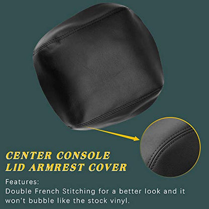 A ABIGAIL Center Console Armrest Cover Replacement for 2009 2010 2011 2012 2013 2014 2015 Honda Pilot Auto Leather Suture Console Lid Cover Replacement (Black) - color: Black, size: Front & Center