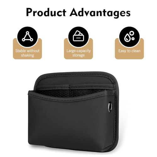 Car Seat Side Storage Pocket, Leather Multifunctional Console Side Organizer Bag, Self-adhesive Auto Door Pocket Organizer, Universal for Most Cars (Black)