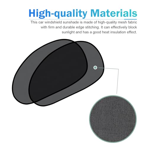 2 PCS Car Side Window Shades, Sun & Heat Blocking Shield for Baby Safety, One-way Mesh Privacy Cover with Suction Cups, Foldable Interior Protection Cover for Most Cars (Black)