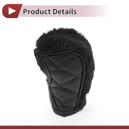 1 Pc Gear Shift Knob Cover Decoration Stick Shifting Handle Protector 12x5cm/4.72"x1.97" Black Faux Leather