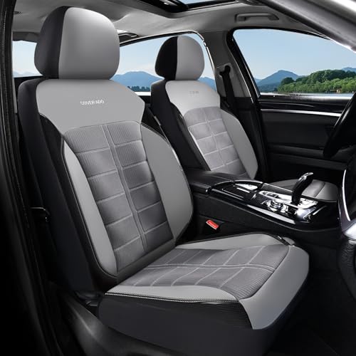 Coverado 3D Air Mesh Front Car Seat Cover, Sports Carbon Fiber Design, Breathable Seat Protectors Airbag Compatible Comfort Universal for Most Cars, Van,Trucks, SUV, Grey - color: Gray, size: Front