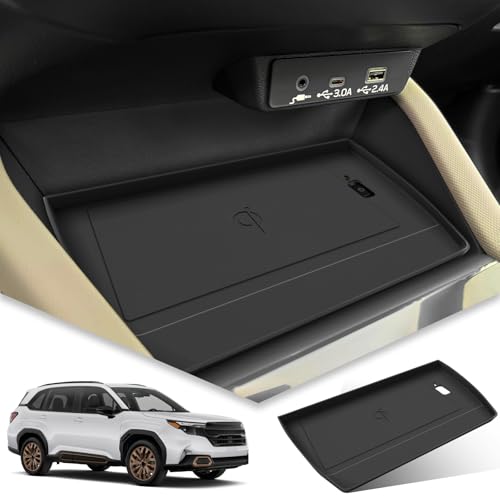 BIBIBO 2025 Forester Wireless Charging Mat for 2025 2026 Subaru Forester Premium/Sport/Limited/Touring Center Console 2025 Forester Insert Charging Mat Subaru Forester Accessories 2025 - color: Black-Wireless Charging Mat