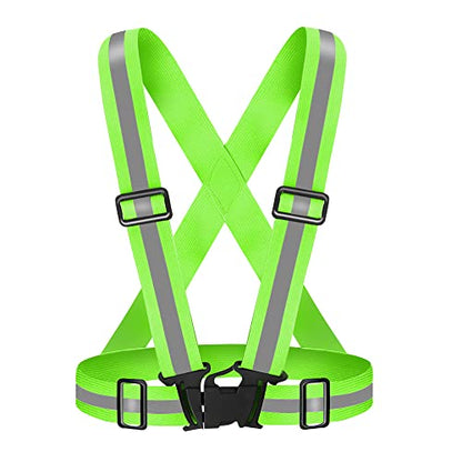 High Visibility Reflective Vest Safety Vest Running Reflective Gear Adjustable Reflective Vest for Walking,Jogging,Hiking,Night Cycling - color: Fluorescent Green