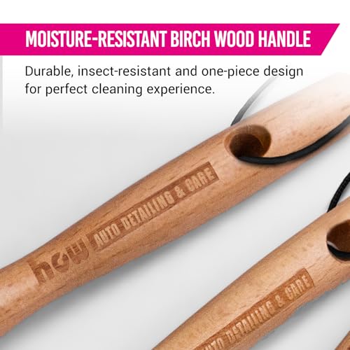 H.O.W Detailing Brush Set Ultra Soft Boars Hair Detailing Brushes 3 Pack, Detail Automotive Interior or Exterior, get Professional Results with Proper Detail Brushes Car Detailing