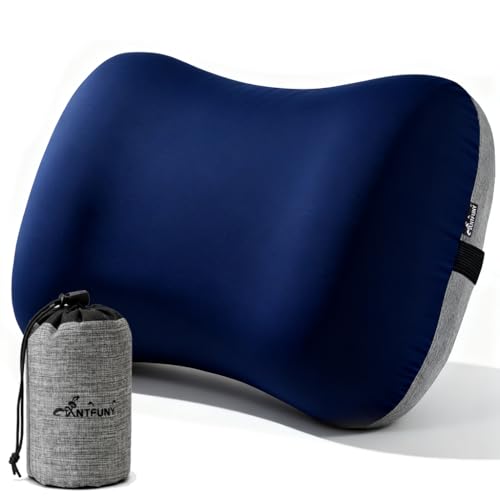 Inflatable Neck Pillow for Travel Camp Beach Small Compact Backpacking Essentials Hiking Gear Rv Car Travel Trailer Lake Day Roadtrip Road Trip Motorhome Glamping Overlanding Deployment Accessories - color: 1pcs Navy Blue, size: 15 X 11 Inch