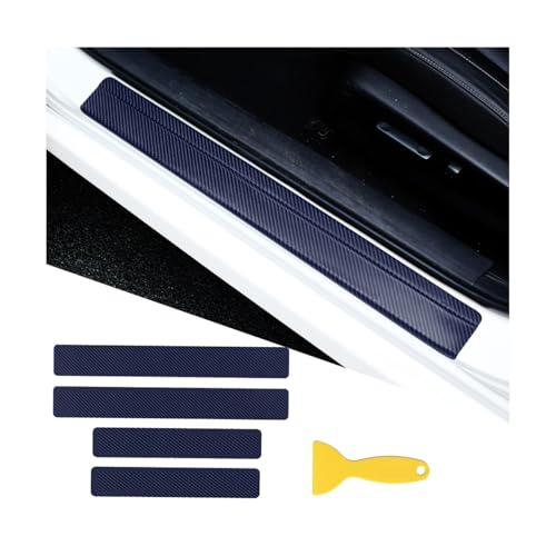 4PCS Car Door Sill Protector, 3D Carbon Fiber Vehicle Entry Edge Guard Trim, Anti-Scratch Automotive Threshold Sill Cover Strips Accessories, Universal for SUV, Sedan, Truck (Dark Blue) - color: Dark Blue