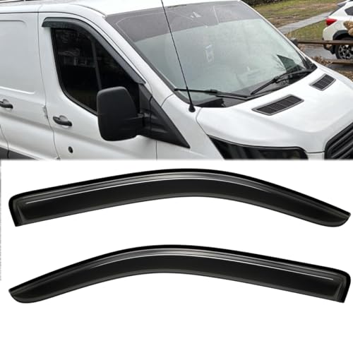 2pcs Outside Mount Style Dark Smoke Window Rain Guards Durable Side Wind Deflectors Vent Window Visors Compatible with 2014-2022 Ford Transit 92676 - size: for 14-22 Transit 2pcs