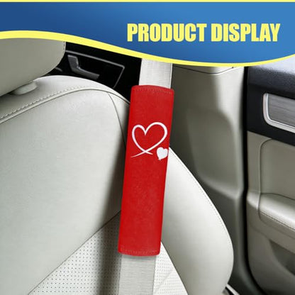 Craedli 2PCS Heart-Shaped Car Seat Belt Covers, Comfortable Auto Seat Shoulder Strap Pads Protect Neck, Cute Soft Vehicle Safe Harness Pad for Most Cars (Red) - color: Red