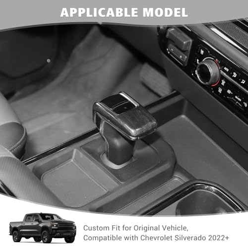 Jimen for Silverado Shift Knob Cover, Auto Gear Shifter Knob Trim Compatible with Chevrolet Silverado 2022-2024 (Black Wood Grain) - color: Black Wood Grain