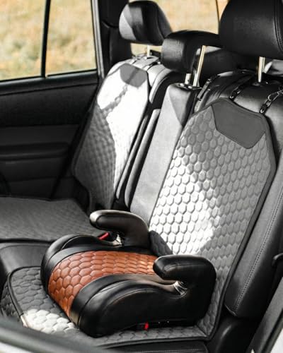 Owleys Set Seat Back Organizer & Car Seat Protector Hexy Waterproof & Non-Slip Protector for Child Car Cushion for Leather and Fabric Seats (Gray) - color: Gray