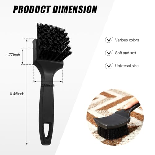 Car Carpet Cleaning Brush, 8.5-Inch Tire Cleaner Scrub Brushes with Stiff Bristles, Wheel Hub Scrub Brush Exterior Washing Supplies for Sedan SUV Truck, Car Accessories (Black) - color: Black