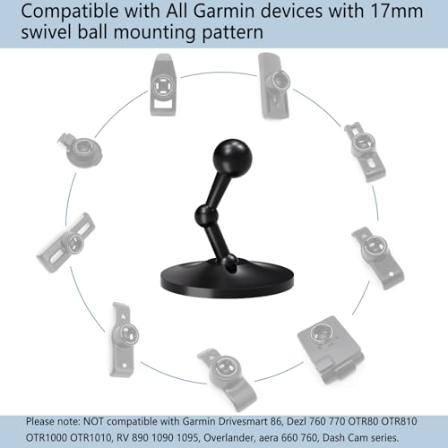 for Garmin GPS Mount,Upgrade Aluminium Magnetism Dashboard Mount，17mm Ball Holder, Compatible with Garmin Nuvi, RV, Dezl, Drive, Drivesmart, Driveassist