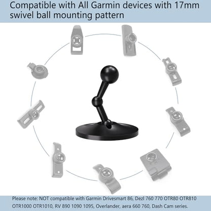 for Garmin GPS Mount,Upgrade Aluminium Magnetism Dashboard Mount，17mm Ball Holder, Compatible with Garmin Nuvi, RV, Dezl, Drive, Drivesmart, Driveassist