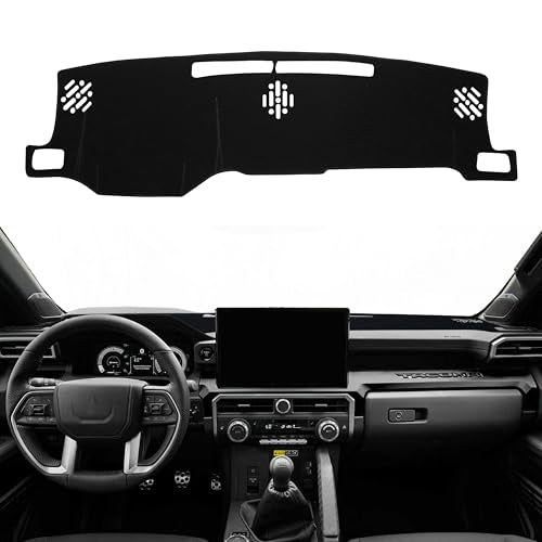 Dash Cover for Toyota Tacoma Accessories 2024 2025 2026 Dashboard Cover Mat Center Console No Glare Carpet Sunshield Cover UV Rays Protector Pad Non-Slip, Black Trim - color: Black, size: 2024-2026