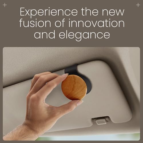 Car Air Freshener - 90 Days Long Lasting with 2Pcs Refills - Amber Scent Wood Car Air Diffuser Kit Automotive Visor Interior Accessories Decor