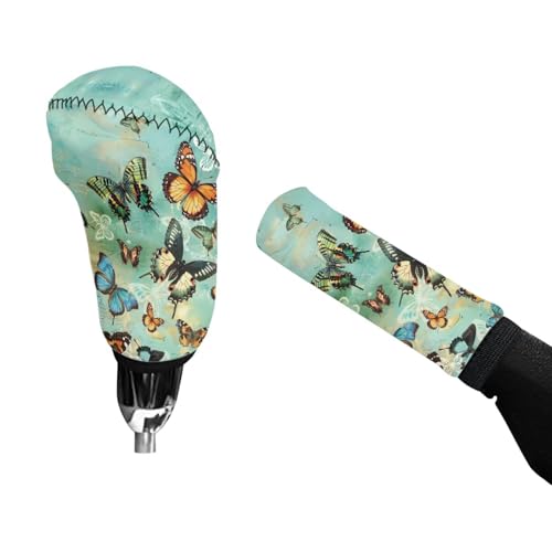 Jeiento Butterfly Cat Car Shift Knob Cover Handbreak Covers Anti Slip Dust Poor Gear Shifter Stick Protector Soft and Breathable Universal Fit SUV Trunk Vehicles - color: Butterfly