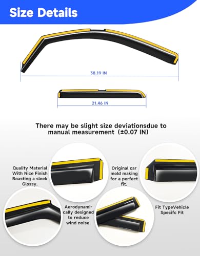 in-Channel Rain Guards Fit for Truck Chevy Silverado/GMC Sierra 2014-2018 Double Cab, Window Rain Guards Visors Vent Visors Window Deflector Vent Shades Car Accessories -4 pcs - size: For 2014-2018 Silverado/GMC Sierra Double Cab
