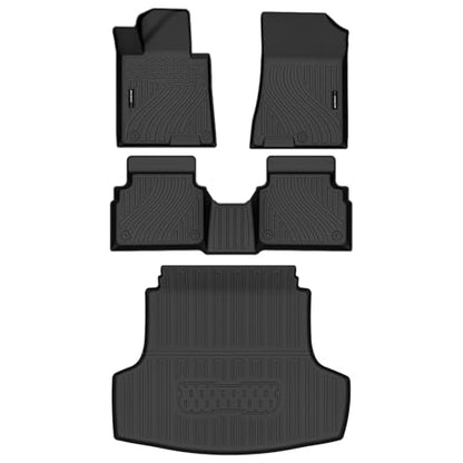 Auxko All Weather Floor Mats Cargo Mat Fit for Kia K5 FWD 2021-2026 & Hyundai Sonata (Only FWD & Gas) 2020-2026 TPE Liners Accessories Guard Odorless Anti-Slip All Season Black - size: k5 fwd&sonata|2021-2026|floor+cargo mats