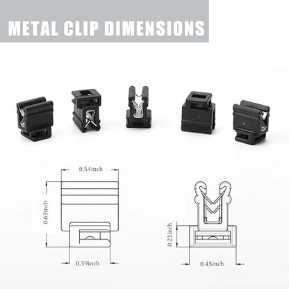 50-Pack Cable Tie Mounts 0.59×0.43×0.39″ – 4-Way Zip Tie Clips & Metal Cable Clips, Adhesive-Free Car Cable Management Wire Holder for Home, Garage, Auto Wiring Harness