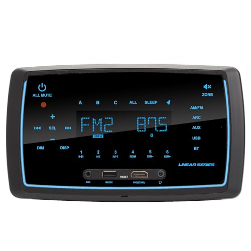 RV Stereo Receiver Touch Screen with AM/FM/AUX/USB/BT & 3-Zone Control