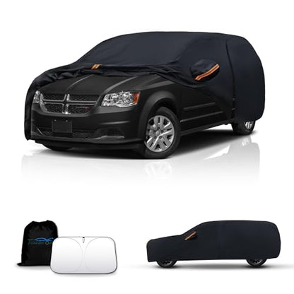 Waterproof Car Cover All-Weather, Heavy-Duty Outdoor Full Exterior Automobiles Snow Cover for Wagon 200-206 inch with Sun Visor,Zippered & Storage Bag - Black - size: Fit Hatchback Length 179-206 inch(2XXL)