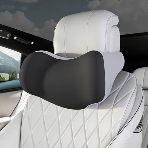 BEBAS Car Headrest Pillow, Ergonomic Neck Pillow with Memory Foam, Universal Car Head Rest Support for Driving Comfort, Breathable Removeable Seat Pillow for Pain Relief (Black, 1 Pack)