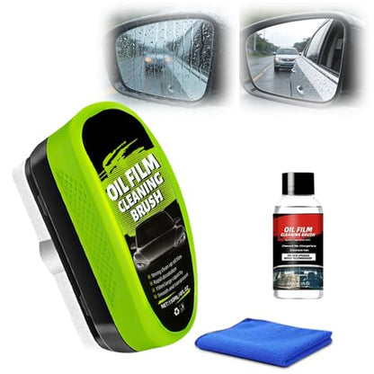 Automotive Oil Film Cleaning Brush,Car Glass Oil Film Cleaner Brush, Clear Vision Windshield Cleaner,Glass Coating Cleaner Board, Anti-Rain Fog, Improves Clarity and Safer Driving (1 Set) - size: 1 Set