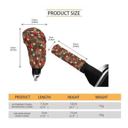 Jeiento Brown Cheetah Car Interior Accessiores for Men Women Capybara Leopard Auto Gear Shift Knob Cover + Handbrake Cover Set Non-Slip Soft Fit Most Cars Sedan SUV Van Truck,Capybara Lover - color: Brown Leopard Tropical Flower
