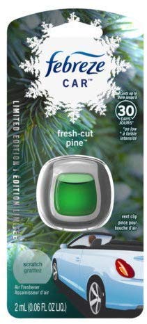 Febreze Car Vent Clip Air Freshener - Limited Edition Holiday Collection - Fresh-Cut Pine - 1 Count Vent Clip Per Package - Pack of 3 Packages Green - size: 0.06 Fl Oz (Pack of 3)