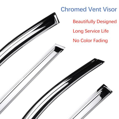 Chrome Side Window Visors Wind Vent Deflector for 1997-2017 Ford Expedition,1998-2017 Lincoln Navigator,2007-2017 Ford Expedition XL,4pcs Outside Mount Tape-On Nice Sun Rain Guards 94233Y - size: 1997-2017 Expedition(Chrome)