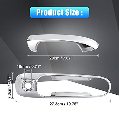 X AUTOHAUX 4pcs Chrome Plated ABS Exterior Side Door Handle Cover Trim for Dodge for Ram 1500 2500 3500 2002-2008 Silver Tone Outer Door Handle Cover Decoration