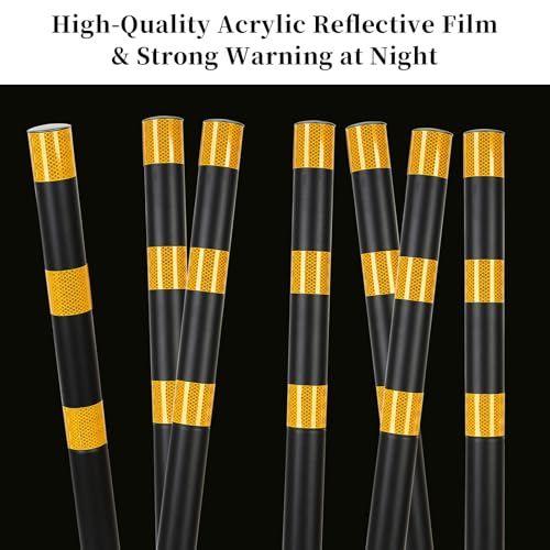 Safety Bollard (32 inch) with Reflective Bands – Heavy-Duty Steel Parking Post, 2 inch Diameter, Includes Anchor Bolts, Black/Yellow - color: Black-1 Pack