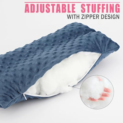 Hysterectomy Seatbelt Pillow Hysterectomy Recovery Must Haves Post Surgery Abdominal Pillows with Ice/Hot Pocket for Tummy Tuck C-Section Recovery Gifts Minky Dot Denim Blue - color: Minky Dot Denim Blue